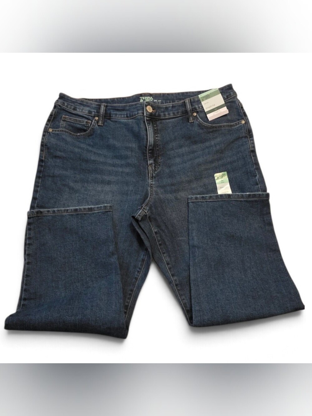 NWT 18W Petite Terra & Sky Denim Jeans Straight Leg High Rise Stretch Petite